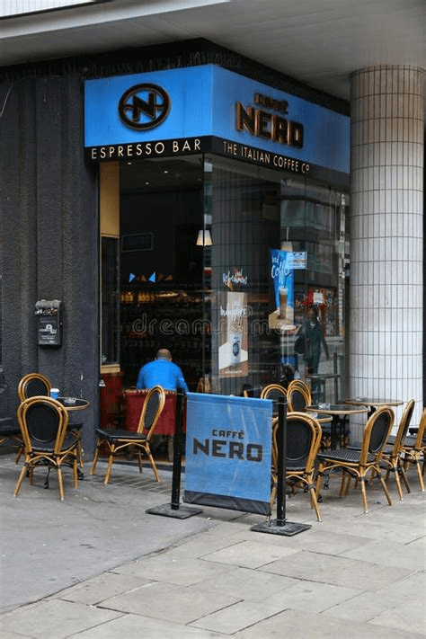 Caffè Nero storefront with outdoor café seating